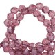 Faceted glass beads 4mm round Aubergine purple-pearl shine coating